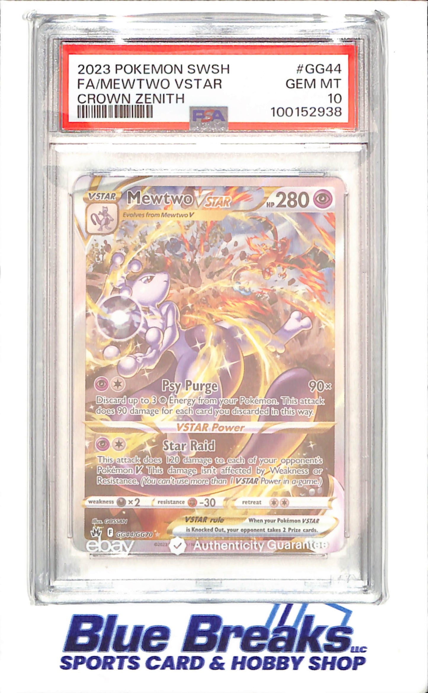 2023 Pokemon - Mewtwo - SWSH Crown Zenith - Galerian Gallery - PSA 10 - GG44/GG70 - drop