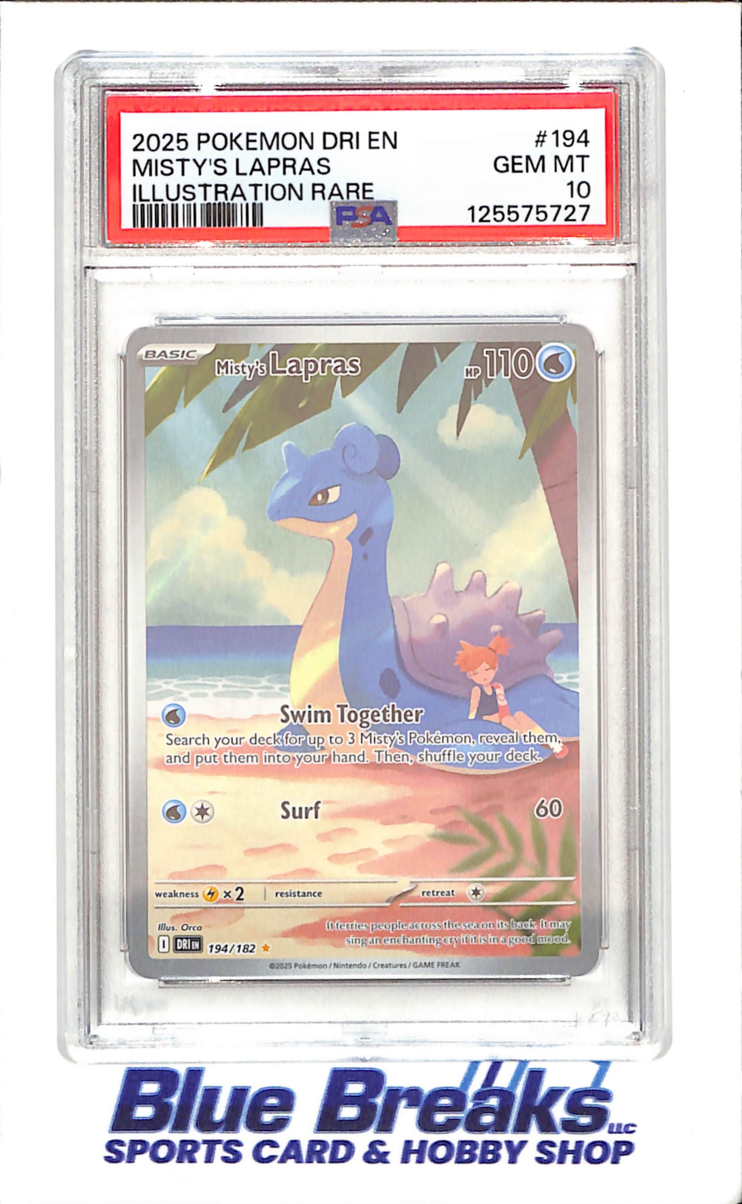 2025 Pokemon - Misty's Lapras - Illustration Rare - Destined Rivals - PSA 10 - 194/182 - drop