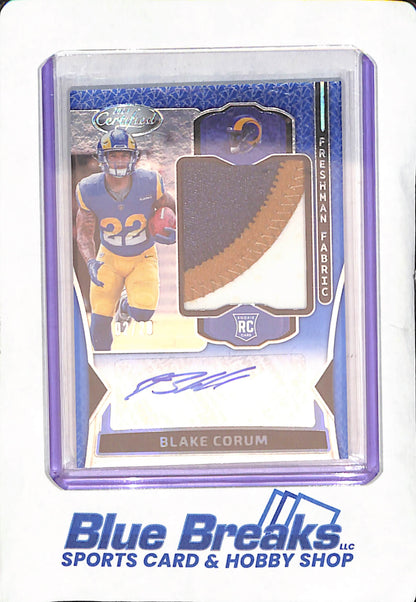 2024 Panini Certified - Blake Corum - Blue RPA Freshman Fabric - Autograph - RC - 2/20 - Los Angeles Rams - Football - #FMS-BCM