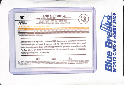 2024 Topps Chrome - Jackson Merrill - Sepia Refractor - San Diego Padres - Baseball - #207