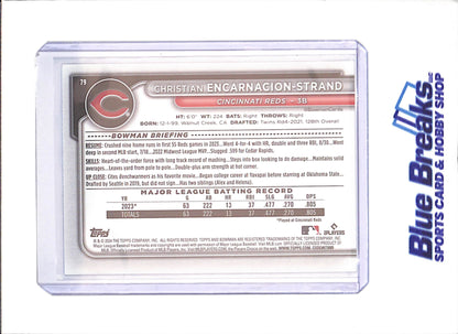 2024 Bowman - Christian Encarnation-Strand - 3/199 - Purple Bandana Border - RC - Cincinnati Reds - Baseball - #79 - drop
