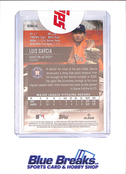 2021 Topps Stadium - Luis Garcia - Autograph - RC - Houston Astros - Baseball - #SCBA-LG - drop