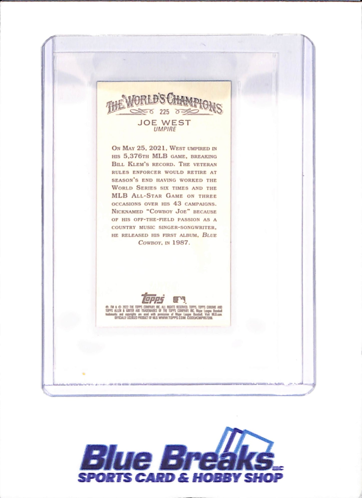 2022 Topps Allen & Ginter Chrome - Joe West - Umpire - Green - 26/99 - Baseball - drop