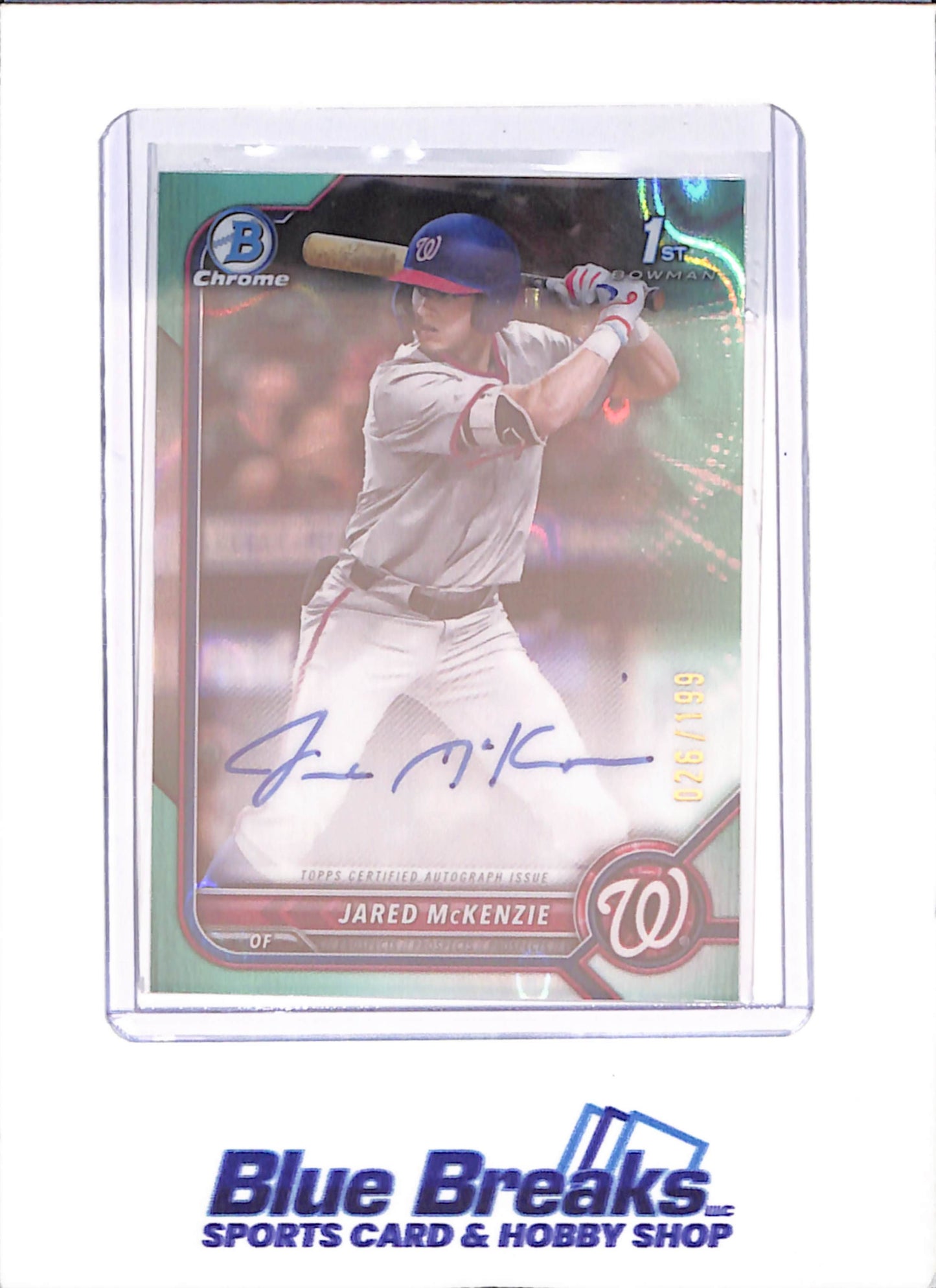 2022 Bowman Chrome - Jared McKenzie - 1st Bowman Autograph - 26/199 - Washington Nationals - Baseball - #CDA-JM - drop