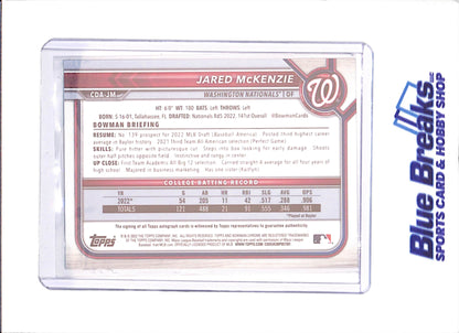 2022 Bowman Chrome - Jared McKenzie - 1st Bowman Autograph - 26/199 - Washington Nationals - Baseball - #CDA-JM - drop