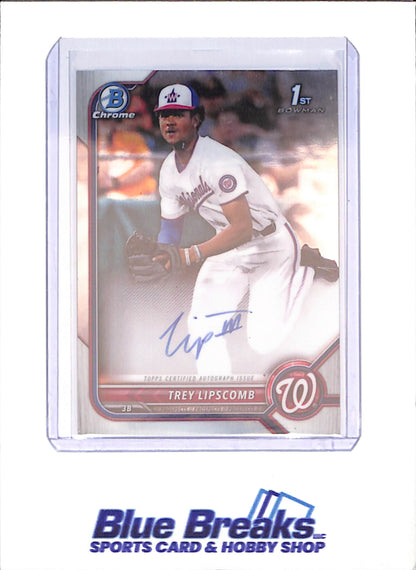 2022 Bowman Chrome - Trey Lipscomb - 1st Bowman Chrome Autograph - Washington Nationals - Baseball - #CDA-TLB - drop