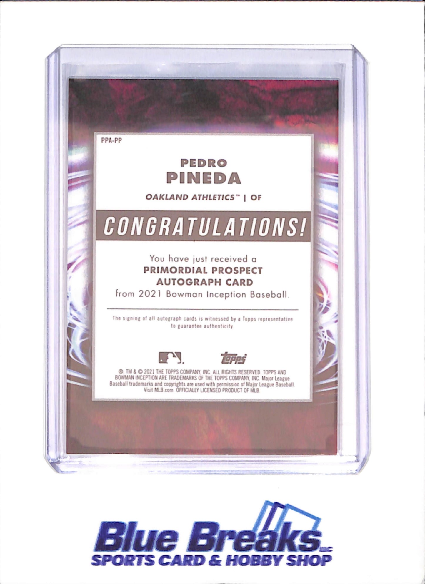 2021 Bowman Inception - Pedro Pineda - Primordial Prospect Autograph - 12/25 - Oakland Athletics - Baseball - #PPA-PP - drop