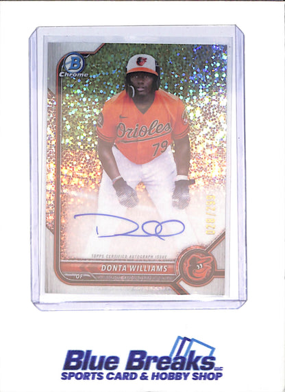 2022 Bowman Chrome - Donta Williams - Sparkle Autograph - 28/299 - Baltimore Orioles - Baseball - #CPA-DW - drop