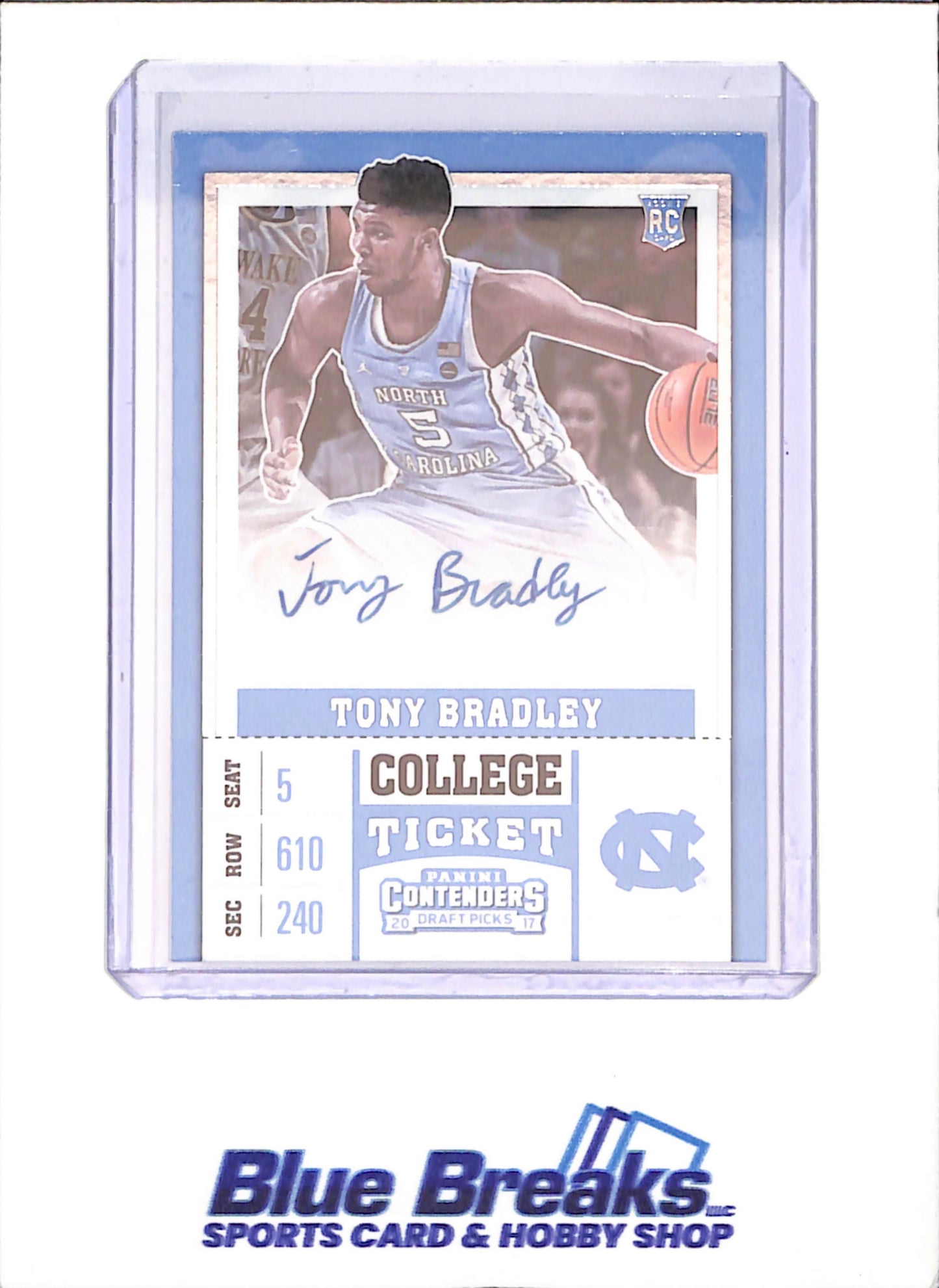 2017 Panini Contenders Draft Picks - Tony Bradley - Autograph - RC - University of North Carolina - Basketball - #97 - drop