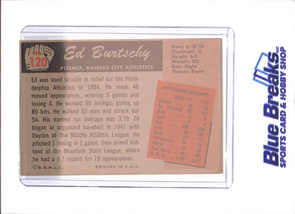 1955 Bowman - Ed Burtschy - Kansas City Athletics - Baseball - #120 - drop