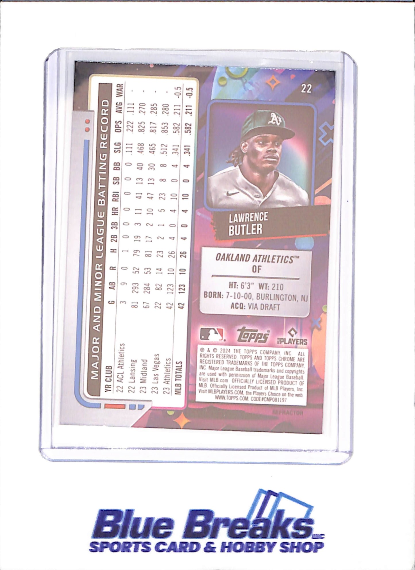 2024 Topps Chrome Cosmic - Lawrence Butler - RC - Oakland Athletics - Baseball - #22 - drop
