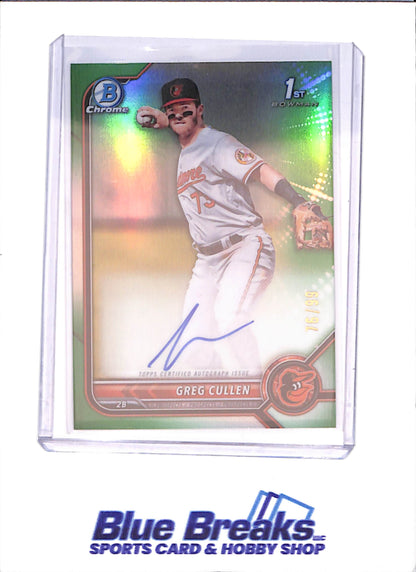 2022 Bowman Chrome - Greg Cullen - 1st Bowman Autograph - Green - 76/99 - Baltimore Orioles - Baseball - #CPA-GC - drop