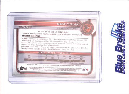 2022 Bowman Chrome - Greg Cullen - 1st Bowman Autograph - Green - 76/99 - Baltimore Orioles - Baseball - #CPA-GC - drop