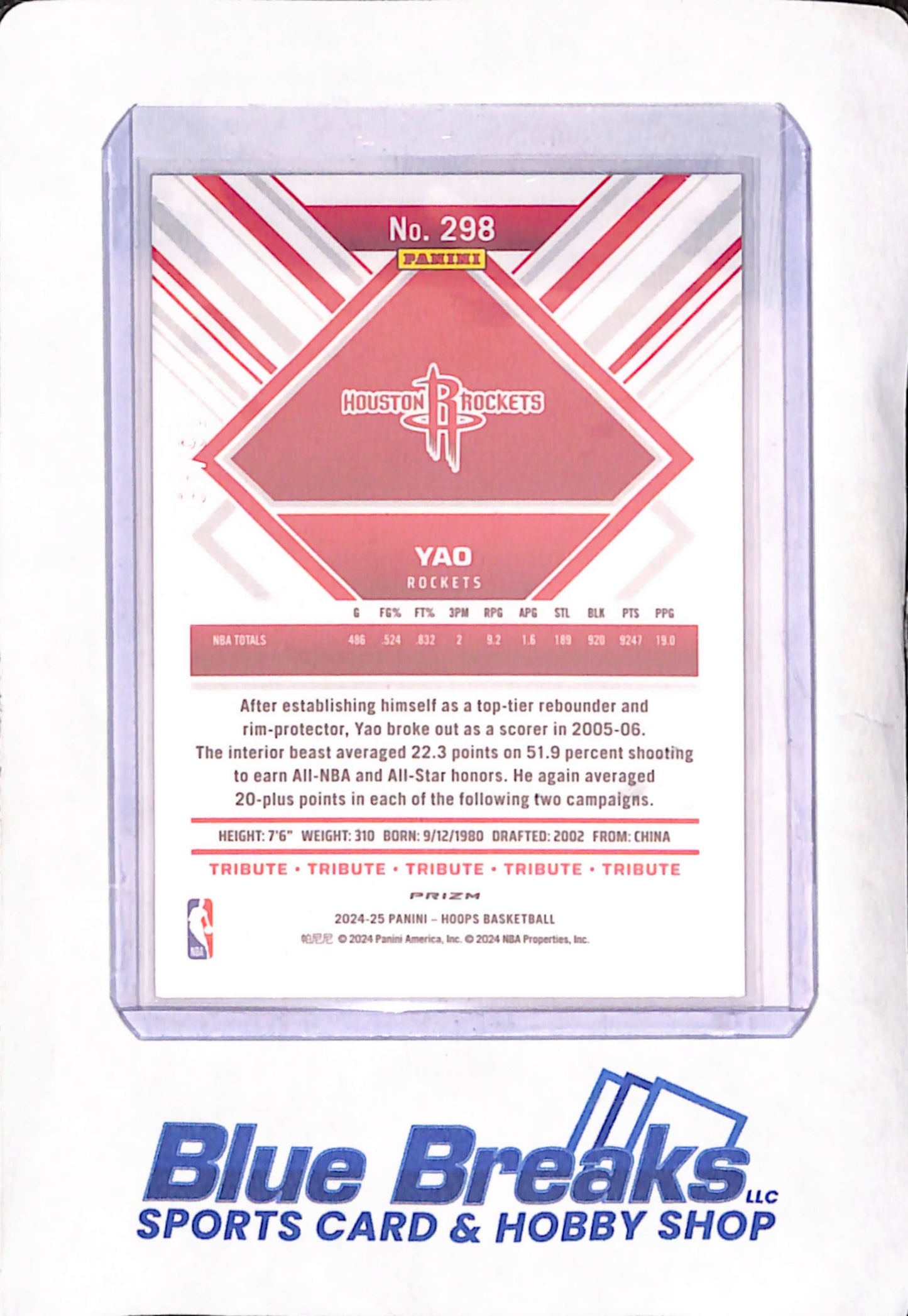 2024-25 NBA Hoops - Yao Ming - Red Scope Tribute - Houston Rockets - Basketball - 16/49 - #298