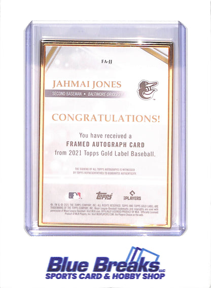 2021 Topps Gold Label - Jahmai Jones - Framed Autograph - RC - Baltimore Orioles - Baseball - #FA-JJ - drop