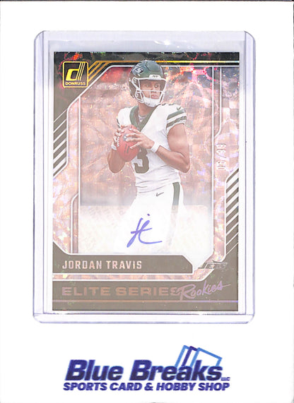 2024 Panini Donruss - Jordan Travis - Elite Series Rookies - Autograph - 6/99 - New York Jets - Football - #18 - drop