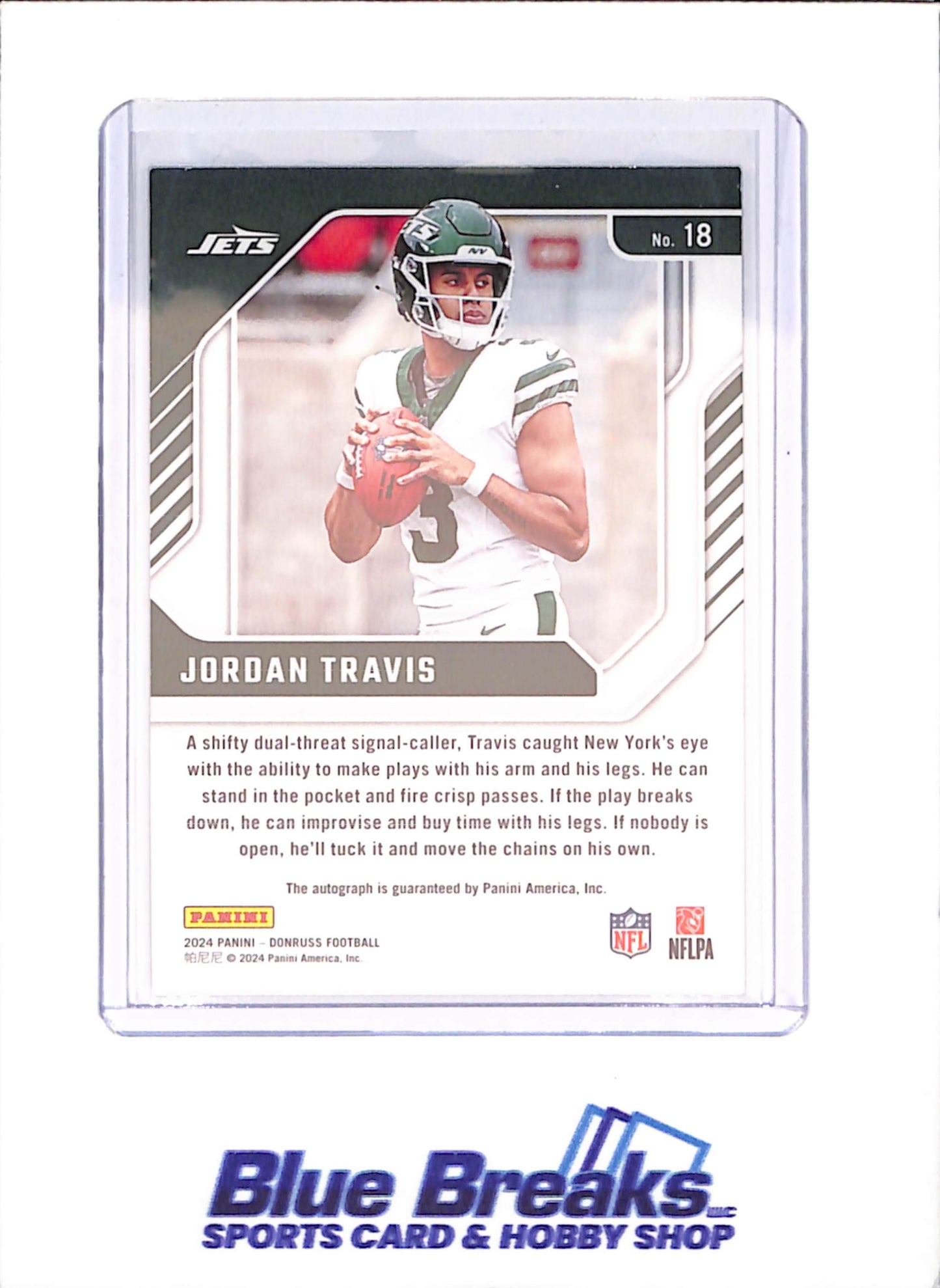 2024 Panini Donruss - Jordan Travis - Elite Series Rookies - Autograph - 6/99 - New York Jets - Football - #18 - drop