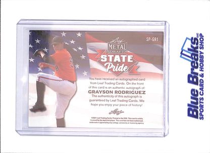 2021 Leaf Metal Draft - Grayson Rodriguez - State Pride - Autograph - Baseball - #SP-GR1 - drop