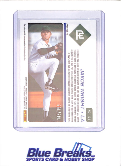 2024 Panini Prospect Edition - Jakob Wright - Prospect Ticket Autograph - 145/199 - Los Angeles Dodgers - Baseball - #135 - drop