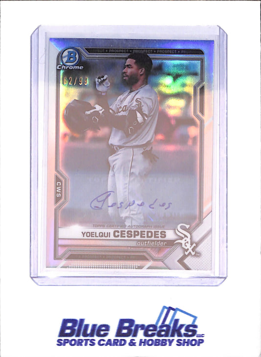 2021 Bowman Draft - Yoelqui Cespedes - Chrome Autograph - 62/99 - Chicago White Sox - Baseball - #BDC-171 - drop