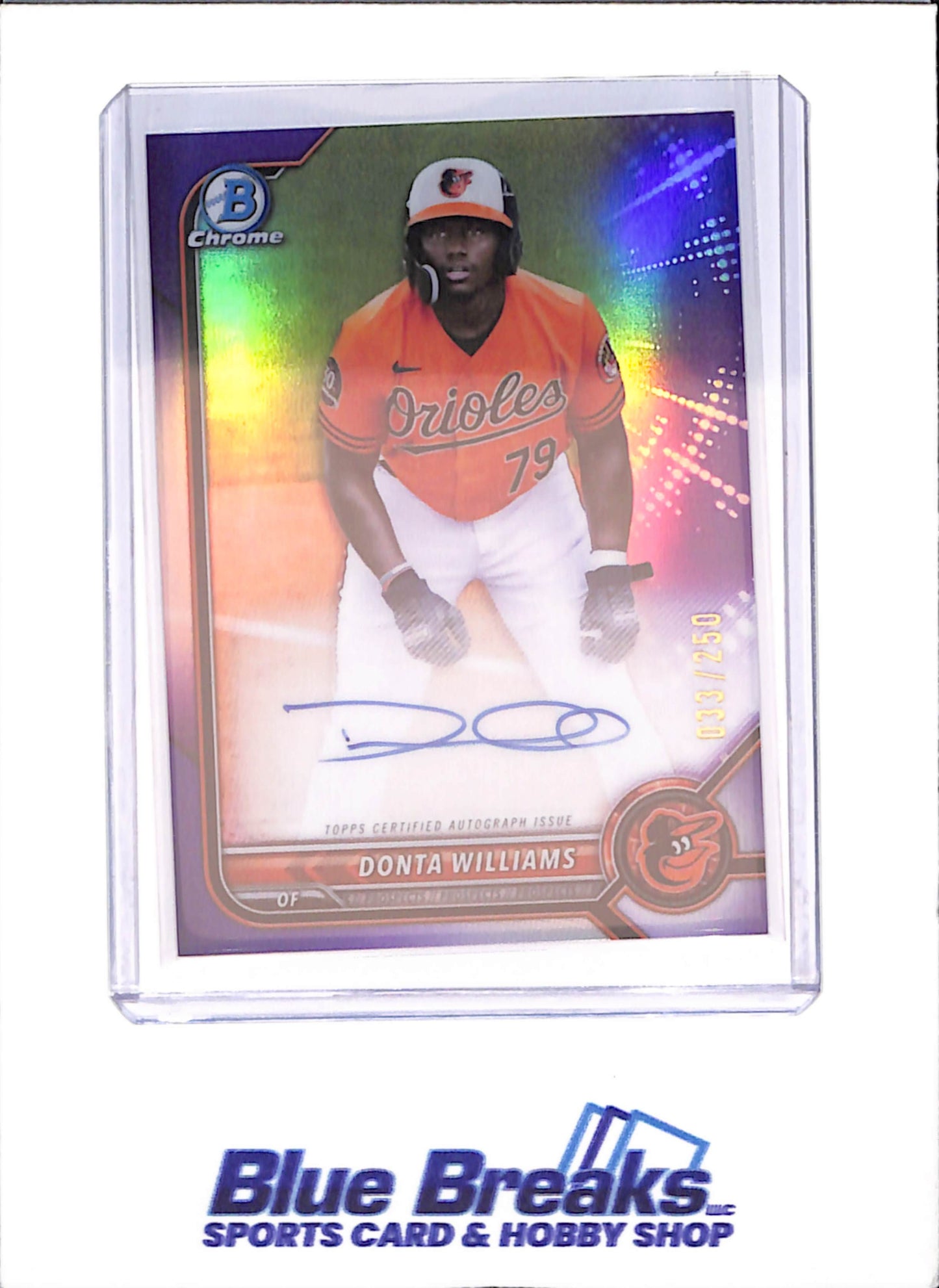 2022 Bowman Chrome - Donta Williams - Purple Autograph - 33/250 - Baltimore Orioles - Baseball - #CPA-DW - drop