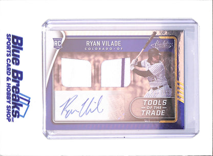 2022 Panini Absolute - Ryan Vilade - Tools of the Trade Dual Relic Autograph - RC - 21/199 - Colorado Rockies - Baseball - #TT25-RV - drop
