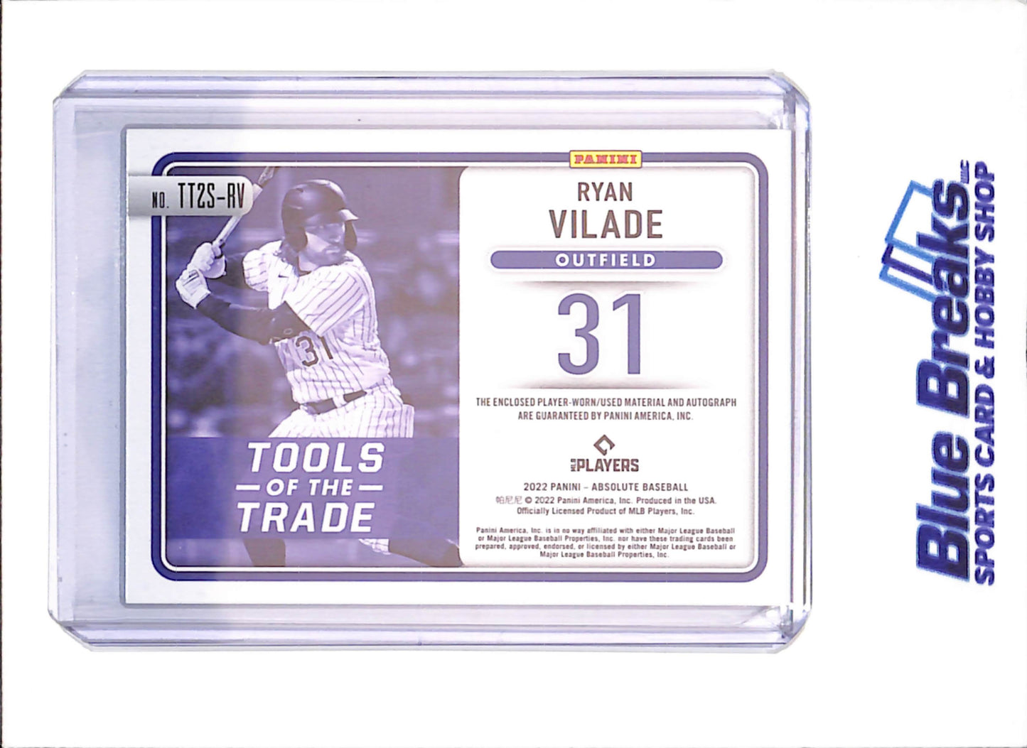 2022 Panini Absolute - Ryan Vilade - Tools of the Trade Dual Relic Autograph - RC - 21/199 - Colorado Rockies - Baseball - #TT25-RV - drop