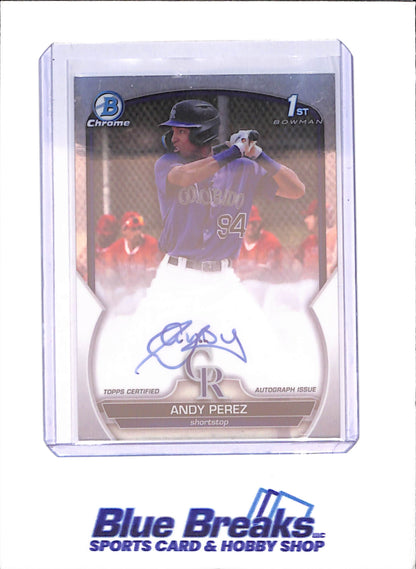 2023 Bowman Chrome - Andy Perez - 1st Bowman Autograph - Colorado Rockies - Baseball - #CPA-APZ - drop