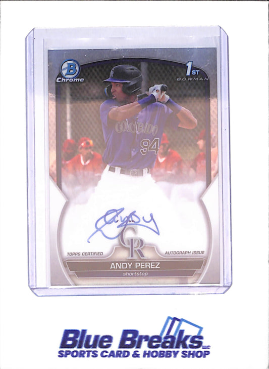 2023 Bowman Chrome - Andy Perez - 1st Bowman Autograph - Colorado Rockies - Baseball - #CPA-APZ - drop