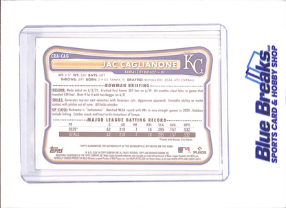 2026 Bowman - Jac Caglianone - Chrome Autograph - RC - Kansas City Royals - Baseball - #CRA-CAG - drop