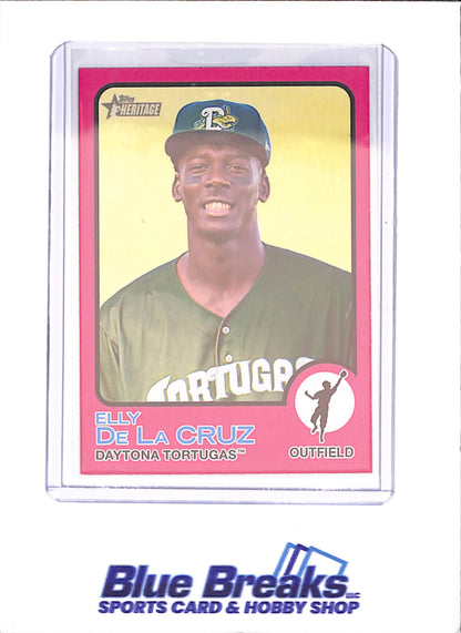 2022 Topps Heritage Minor League - Elly De La Cruz - Pink - Daytona Tortugas - Baseball - #208 - drop