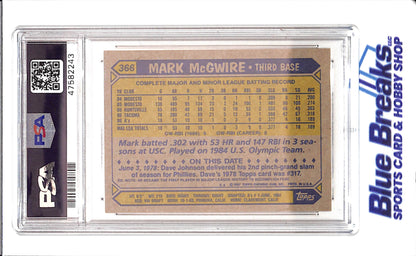 1987 Topps - Mark McGwire - PSA 8 - Oakland Athletics - Baseball - #366 - drop