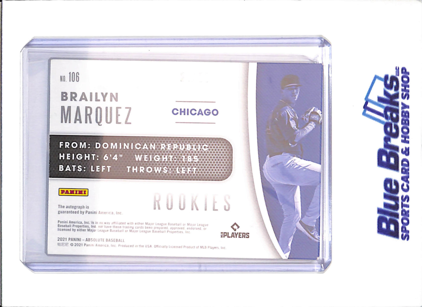 2021 Panini Absolute - Brailyn Marquez - RC - Autograph - 24/99 - Chicago Cubs - Baseball - #106 - drop