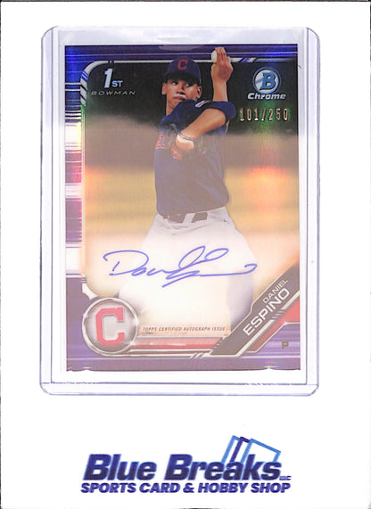 2019 Bowman Draft - Daniel Espino - 1st Bowman Chrome Autograph - Purple - 101/250 - Cleveland Guardians - Baseball - #CDA-DE - drop