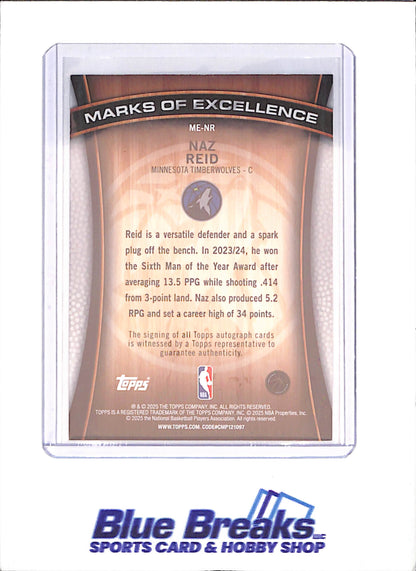 2025-26 Topps - Naz Reid - Marks of Excellence - Autograph - Minnesota Timberwolves - Basketball - #ME-NR - drop