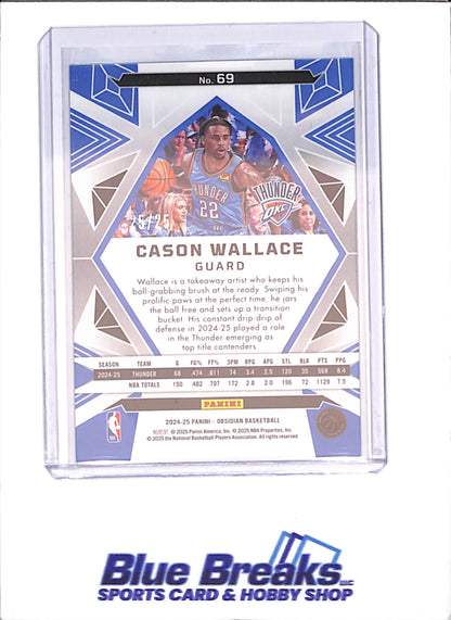 2024-25 Obsidian - Cason Wallace - Green Electric Etch - 25/25 - Oklahoma City Thunder - Basketball - #69 - drop