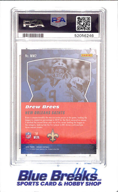 2020 Panini Mosaic - Drew Brees - Men of Mastery - PSA 9 - New Orlean Saints - Football - #MM2 - drop