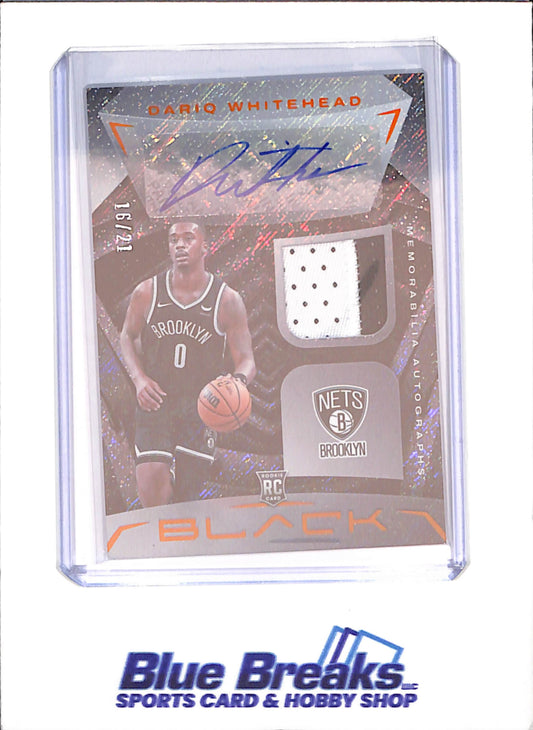 2023-24 Panini Black FOTL - Dairiq Whitehead - Citrine RPA - RC - Relic - Autograph - 16/21 - Brooklyn Nets - Basketball - #RMA-DW - drop