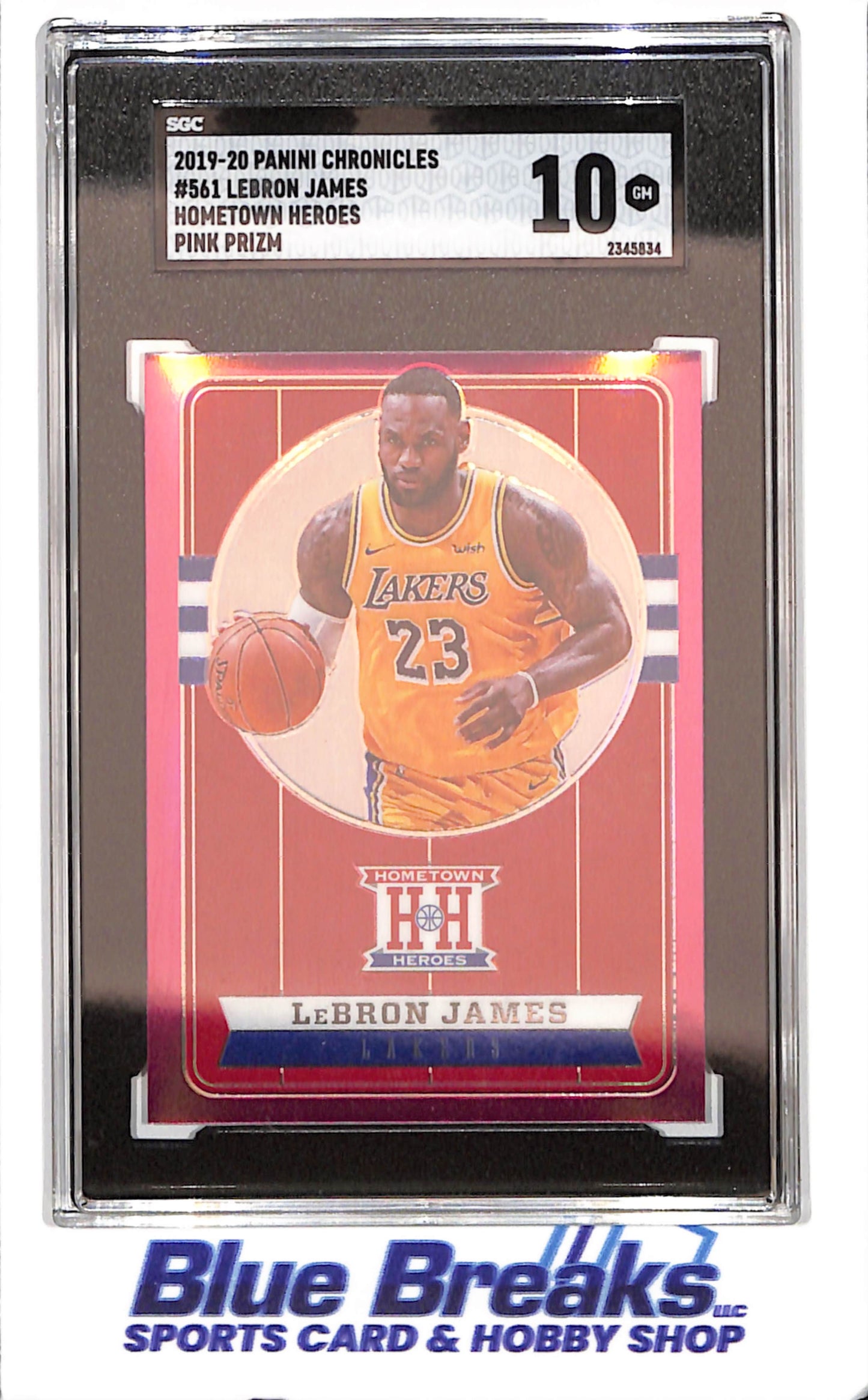 2019-20 Panini Chronicles - Lebron James - Pink Hometown Heroes - SGC 10 - Los Angeles Lakers - Basketball - #561 - drop