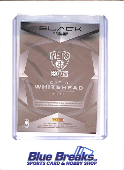 2023-24 Panini Black FOTL - Dairiq Whitehead - Citrine RPA - RC - Relic - Autograph - 16/21 - Brooklyn Nets - Basketball - #RMA-DW - drop