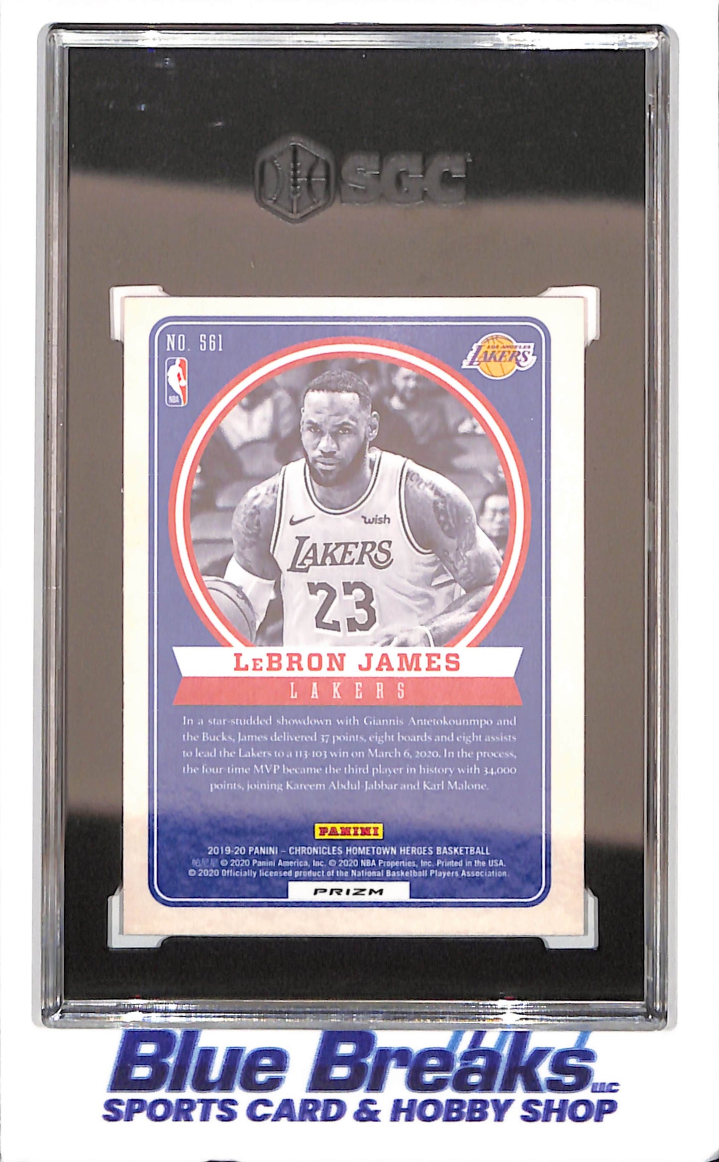 2019-20 Panini Chronicles - Lebron James - Pink Hometown Heroes - SGC 10 - Los Angeles Lakers - Basketball - #561 - drop