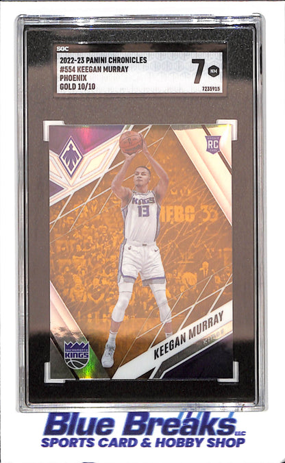 2022-23 Panini Chronicles Phoenix - Keegan Murray - Gold - 10/10 - RC - SGC 7 - Sacramento Kings - Basketball - #554 - drop