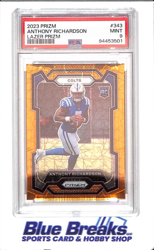 2023 Panini Prizm - Anthony Richardson - Orange Lazer - RC - PSA 9 - Indianapolis Colts - Football - #343 - drop
