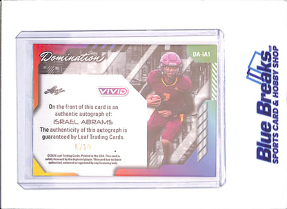 2025 Leaf Vivid - Israel Abrams - Vivid Domination 2030 - Autograph - 8/10 - Football - #DA-IA1 - drop