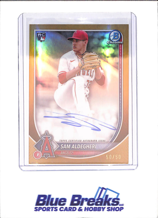 2025 Bowman Chrome - Sam Aldegheri - Autograph - RC - 50/50 - Gold - Los Angeles Angels - Baseball - #CRA-SA