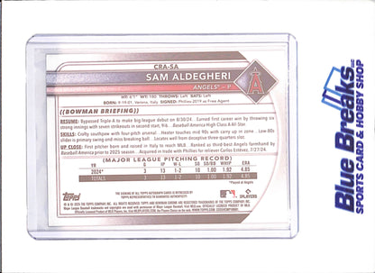 2025 Bowman Chrome - Sam Aldegheri - Autograph - RC - 50/50 - Gold - Los Angeles Angels - Baseball - #CRA-SA - drop