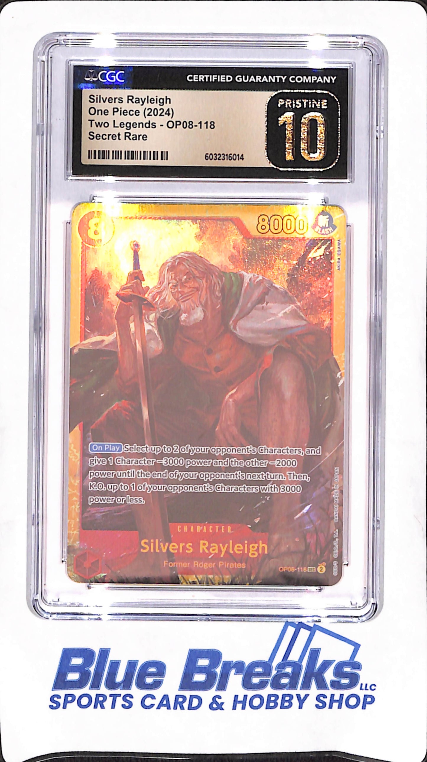 2024 One Piece - Silvers Rayleigh - Two Legends - Secret Rare - CGC Pristine 10 - #OP08-118