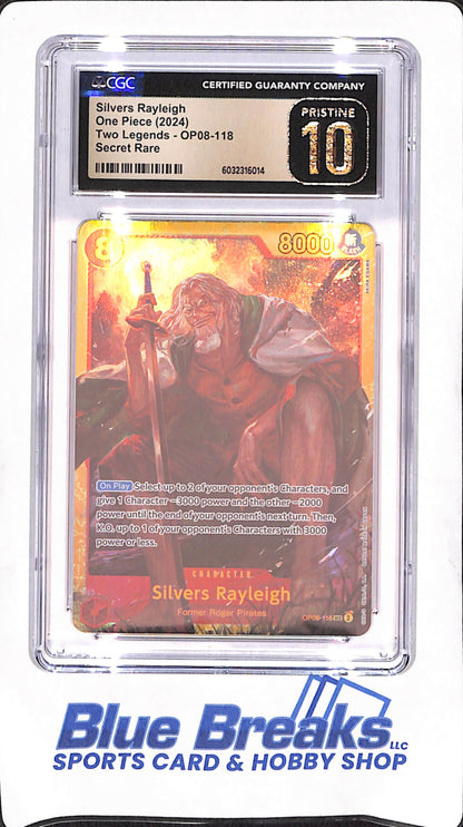2024 One Piece - Silvers Rayleigh - Two Legends - Secret Rare - CGC Pristine 10 - #OP08-118