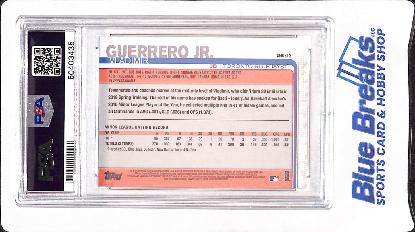 2019 Topps - Vladimir Guerrero Jr - Missing Card Number - RC - Toronto Blue Jays - Baseball - PSA GEM MT 10