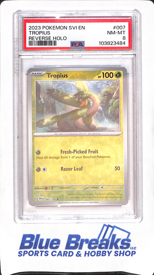 2023 Pokemon - Tropius - Scarlet & Violet - Reverse Holo - PSA NM-MT 8 - #007
